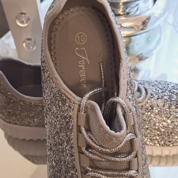 NWOT Silver sequin sneakers - Picture 2 of 6